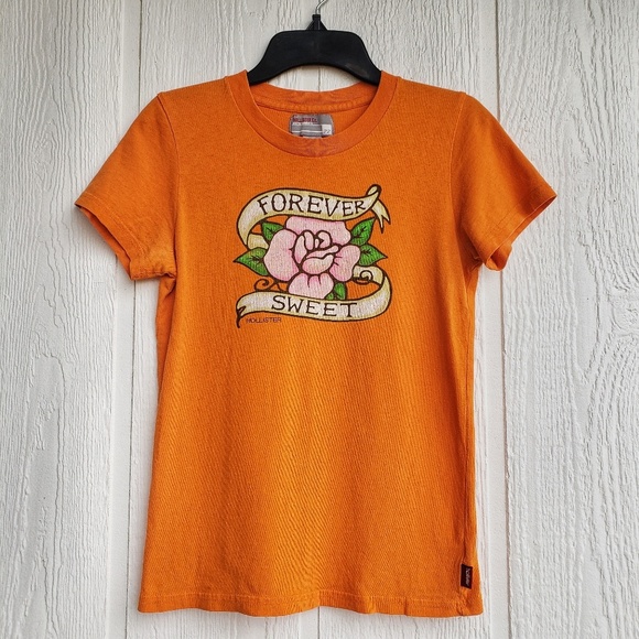 Hollister Tops - Orange Hollister Rose Forever Sweet T-Shirt